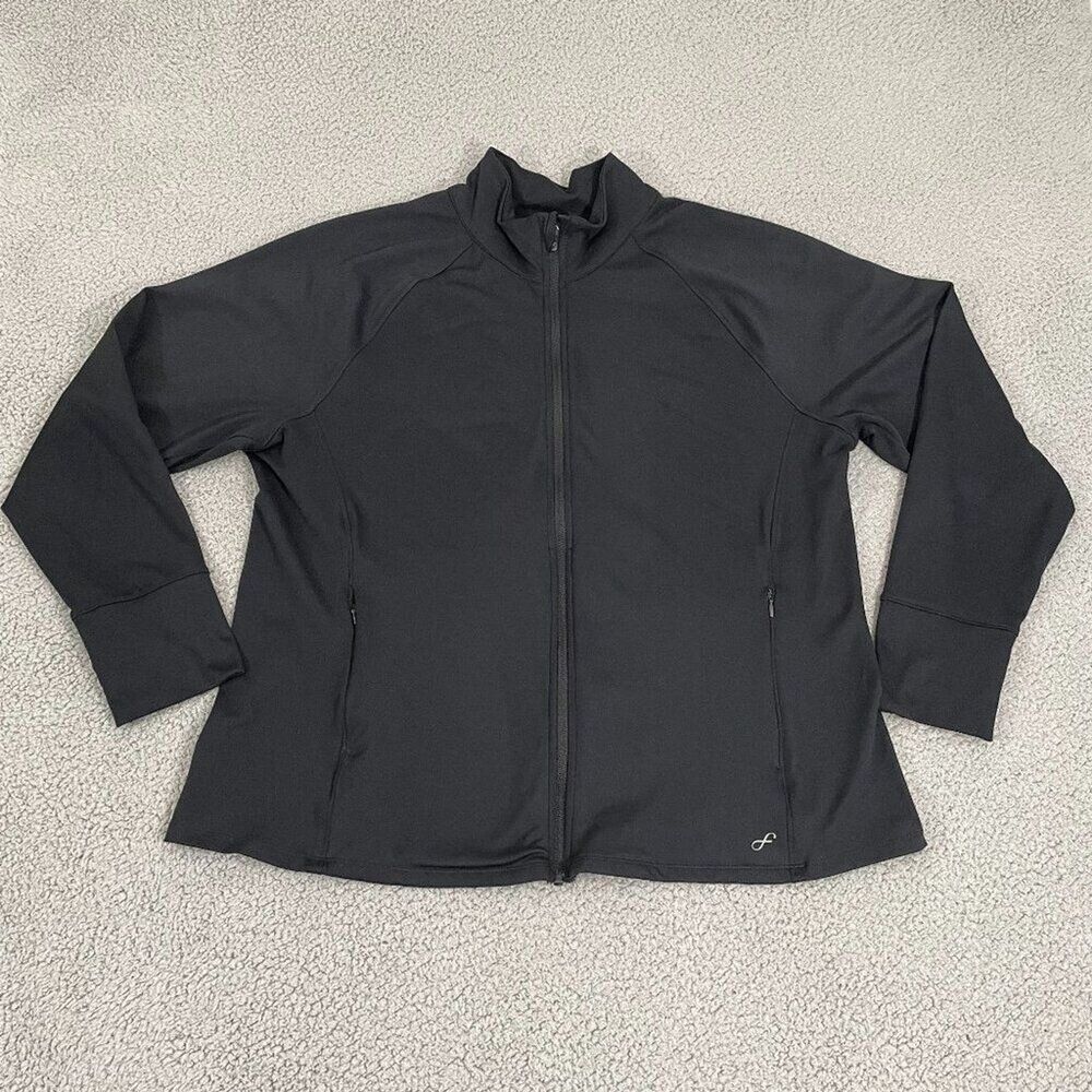 Freely Jacket Women 1X Black Athletic Performance Full Zip